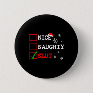 Macaron Rond 5 Cm Nice Naughty Christmas List Funny Festive Père Noë