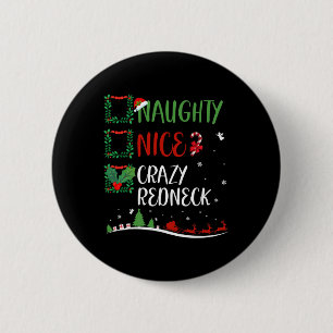 Macaron Rond 5 Cm Nice Naughty Crazy Redneck Noël Matching Sant