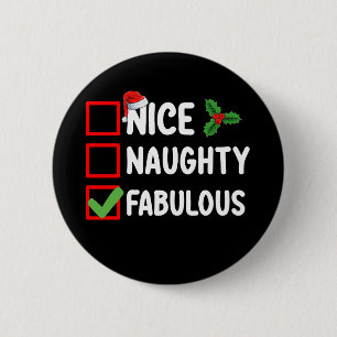 Macaron Rond 5 Cm Nice Naughty Fabulous Funny Père Noël Liste de Noë