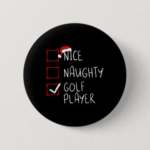 Macaron Rond 5 Cm Nice Naughty Golf Player Liste Noël Père Noël Clau