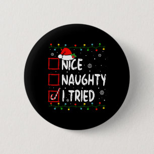 Macaron Rond 5 Cm Nice Naughty I Trié Liste de Noël Père Noël Fu