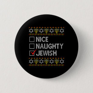 Macaron Rond 5 Cm Nice Naughty Juif Laide Hanoukka Sweater Funny Ch