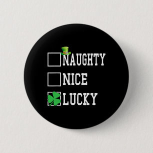 Macaron Rond 5 Cm Nice Naughty Lucky Jour de la Saint Patrick Shamro