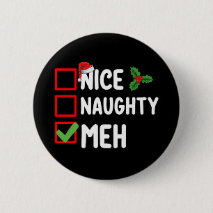 Macaron Rond 5 Cm Nice Naughty Meh Funny Liste de Noël