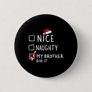Macaron Rond 5 Cm Nice Naughty Mon Frère L'A Fait Liste De Noël Fami