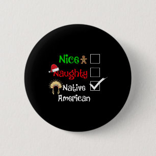 Macaron Rond 5 Cm Nice Naughty Native American Père Noël Christmas P