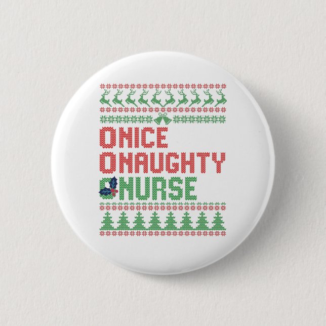 Macaron Rond 5 Cm Nice Naughty Nurse Funny Christmas Matching Cadeau (Devant)