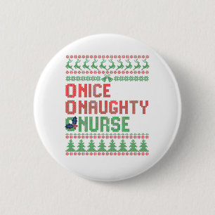 Macaron Rond 5 Cm Nice Naughty Nurse Funny Christmas Matching Cadeau