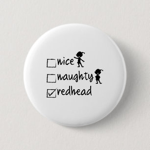 Macaron Rond 5 Cm Nice Naughty Redhead - Xmas Idea Cadeau Drôle Chri