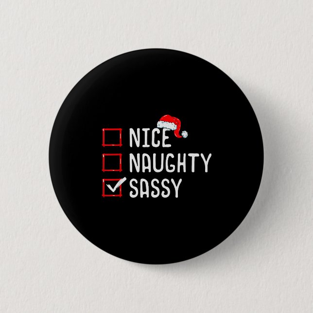 Macaron Rond 5 Cm Nice Naughty Sy Christmas List  (Devant)