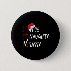 Macaron Rond 5 Cm Nice Naughty Sy Liste de Noël Costume Père Noël No