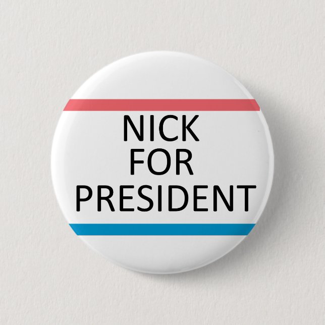 Macaron Rond 5 Cm Nick pour le Président Pin (Devant)
