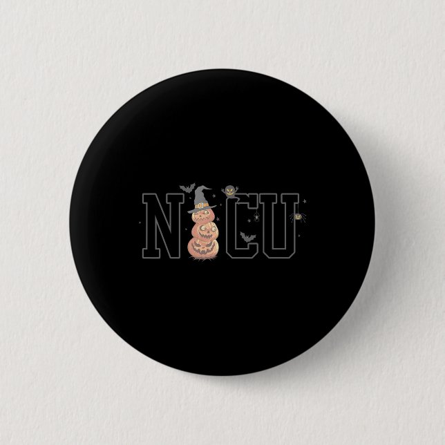 Macaron Rond 5 Cm Nicu Boo Crew Citrouille Éffrayant Funny NICU Nurs (Devant)