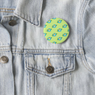 Macaron Rond 5 Cm Nids d'oiseau bleu Œufs colorés Feuilles vertes Na