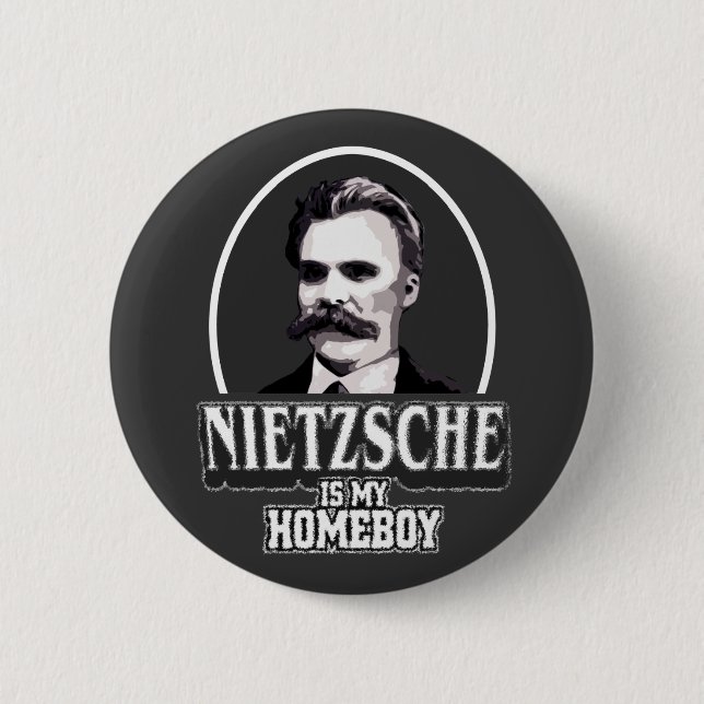 Macaron Rond 5 Cm Nietzsche est mon Homeboy (Devant)