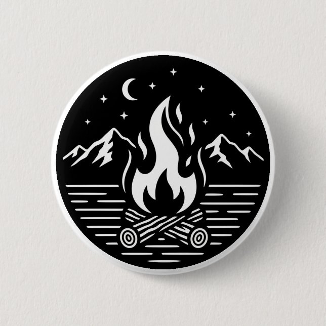Macaron Rond 5 Cm Night Campfire Adventure Pin (Devant)