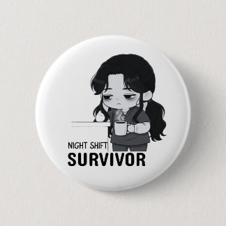 Macaron Rond 5 Cm Night Shift Survivor Relatable Chibi Nurse Illustr