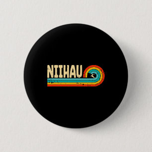 Macaron Rond 5 Cm Niihau Surfant Hawaii Îles Hawaïennes Rétro Vintag