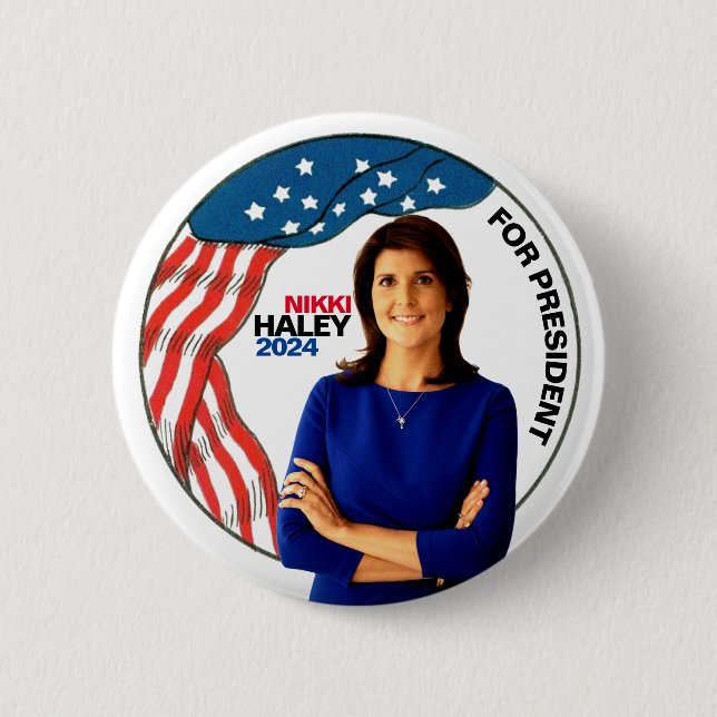 Macaron Rond 5 Cm Nikki Haley à la présidence 2024 (Devant)