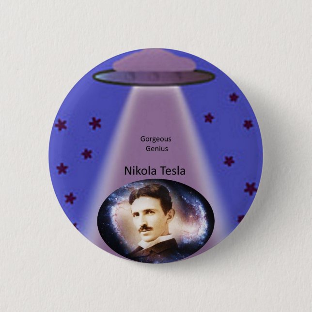 Macaron Rond 5 Cm Nikola Tesla - Génie (Devant)