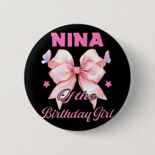 Macaron Rond 5 Cm Nina fille d'anniversaire correspondant à un nœud