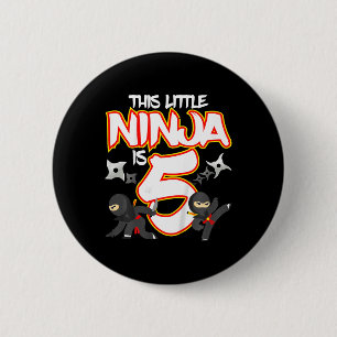 Macaron Rond 5 Cm Ninja 5 ans Anniversaire Fête Arts Martiaux Karat
