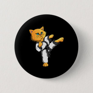 Macaron Rond 5 Cm Ninja Cat Karate Martial Arts Taekwondo Chat Propr