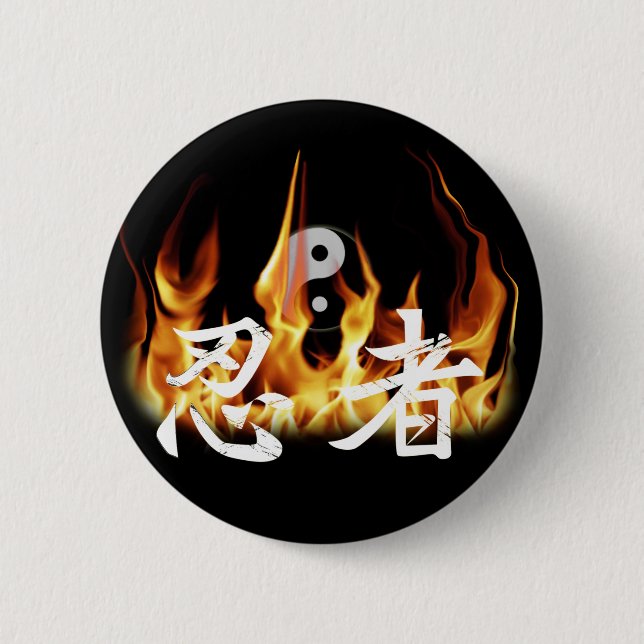 Macaron Rond 5 Cm Ninja en feu (Devant)