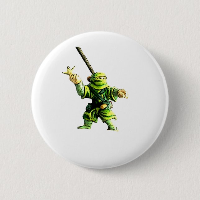 Macaron Rond 5 Cm Ninja en vert (Devant)