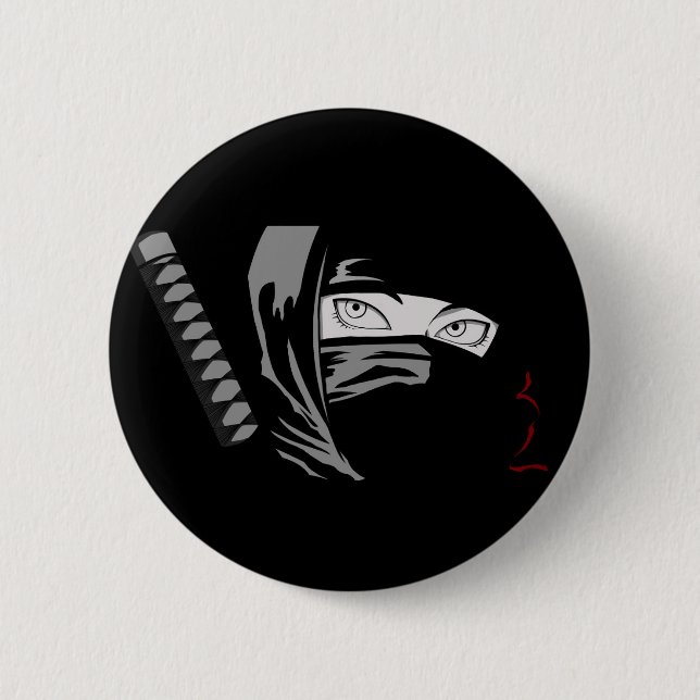 Macaron Rond 5 Cm Ninja Woman Kunoichi (Devant)