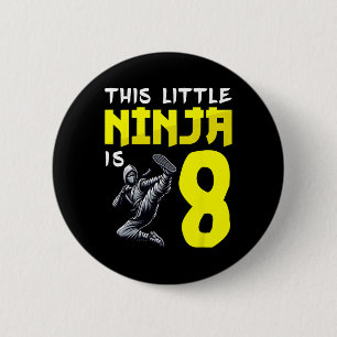 Macaron Rond 5 Cm Ninjas de kickboxing Ce petit ninja a 8 ans