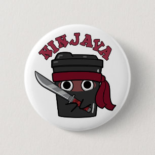 Macaron Rond 5 Cm Ninjava Funny Ninja Java Pun café