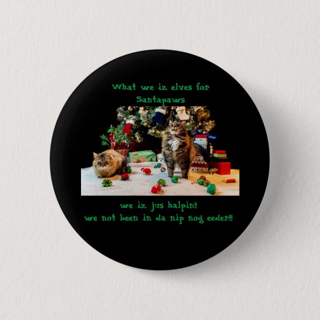 Macaron Rond 5 Cm Nip nog Santapaws aide chats drôle Noël (Devant)