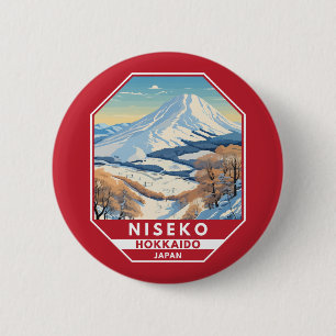 Macaron Rond 5 Cm Niseko Hokkaido Japon Hiver Art Vintage