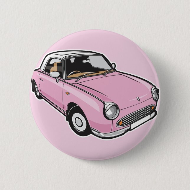 Macaron Rond 5 Cm Nissan Figaro rose (Devant)