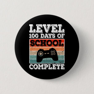 Macaron Rond 5 Cm Niveau 100 Jours D'École Complet Gamer Garçons Vid