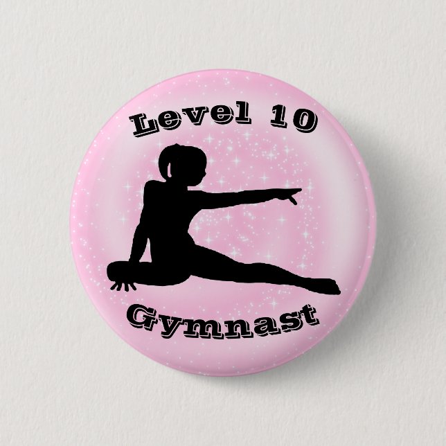 Macaron Rond 5 Cm Niveau 10 Gymnaste - Bouton Girls Gymnastique (Devant)