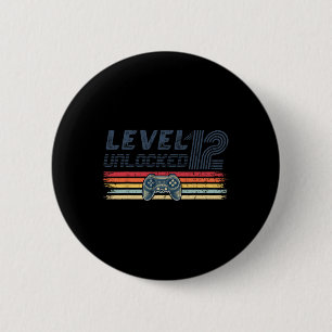 Macaron Rond 5 Cm Niveau 12 Débloqué Jeu Vidéo 12ème Anniversaire Jo