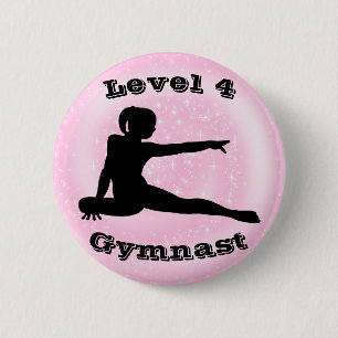 Macaron Rond 5 Cm Niveau 4 Gymnaste - Bouton Girls Gymnastique