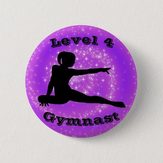 Macaron Rond 5 Cm Niveau 4 Gymnaste - Bouton Girls Gymnastique (Devant)