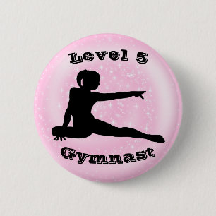 Macaron Rond 5 Cm Niveau 5 Gymnaste - Bouton Girls Gymnastique