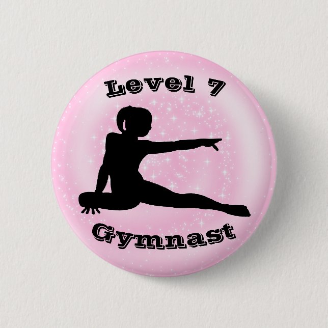 Macaron Rond 5 Cm Niveau 7 Gymnaste - Bouton Girls Gymnastique (Devant)