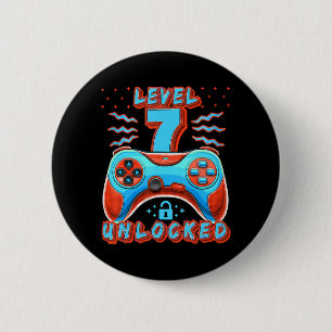 Macaron Rond 5 Cm Niveau 7 Jeu vidéo déverrouillé 7e Jeu d'anniversa