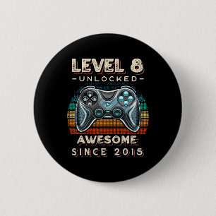 Macaron Rond 5 Cm Niveau 8 Débloqué Jeu Vidéo 8e Anniversaire 8 Ans