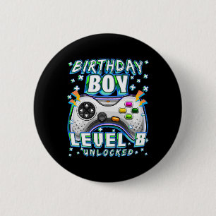 Macaron Rond 5 Cm Niveau 8 Débloqué Jeu Vidéo 8e Anniversaire Garçon