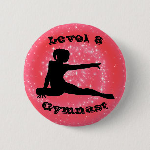 Macaron Rond 5 Cm Niveau 8 Gymnaste - Bouton Girls Gymnastique