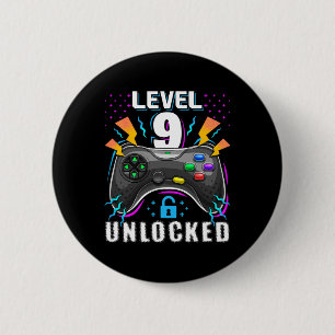 Macaron Rond 5 Cm Niveau 9 Débloqué Jeu Vidéo 9e Anniversaire Gamer