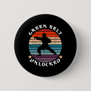 Macaron Rond 5 Cm Niveau Ceinture verte Déverrouillé Réussite Karate