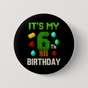 Macaron Rond 5 Cm Niveau pixelisé 6 Anniversaire Gamer Enfants Pixel