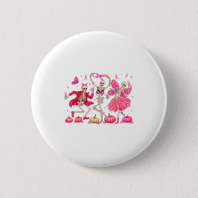 Macaron Rond 5 Cm Nk Ribbon Breast Cancer Awareness Skeleton Women M (Devant)